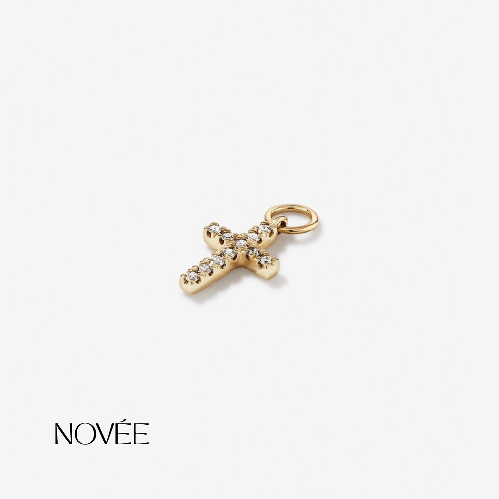 Diamond Cross Charm Pendant Minimal Faith Jewelry Gift Necklace