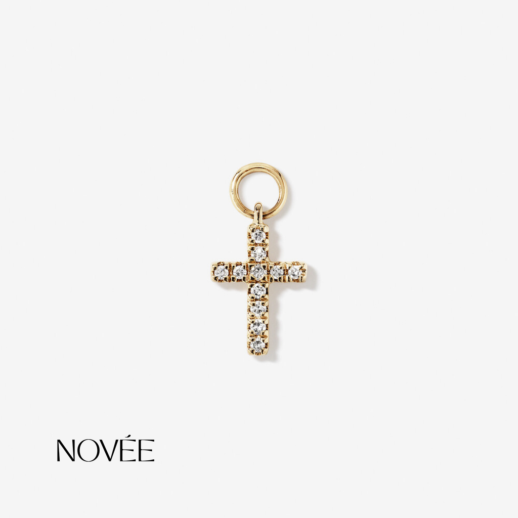 Diamond Cross Charm Pendant Minimal Faith Jewelry Gift Necklace