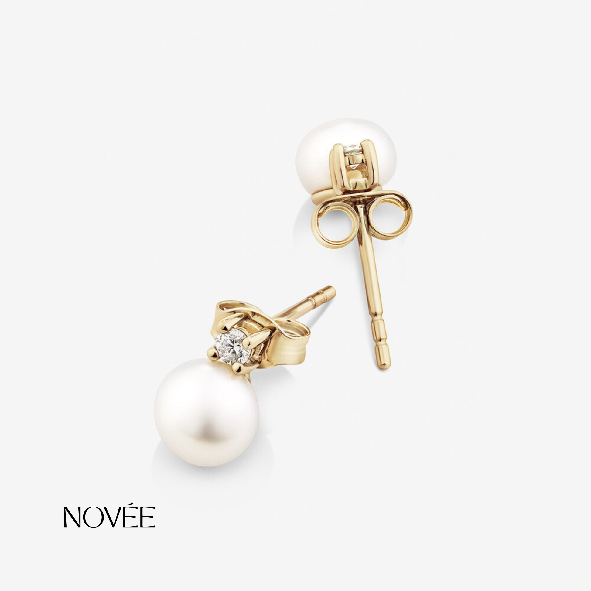 Pearl Diamond Stud Earrings Classic Minimal Elegant Everyday Gift Jewelry