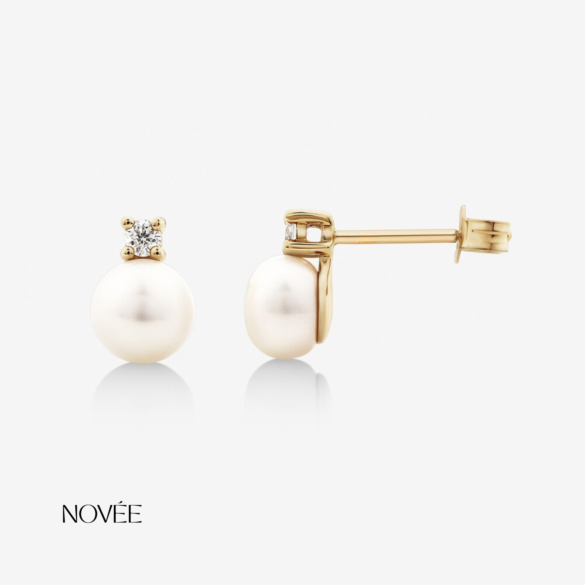 Pearl Diamond Stud Earrings Classic Minimal Elegant Everyday Gift Jewelry