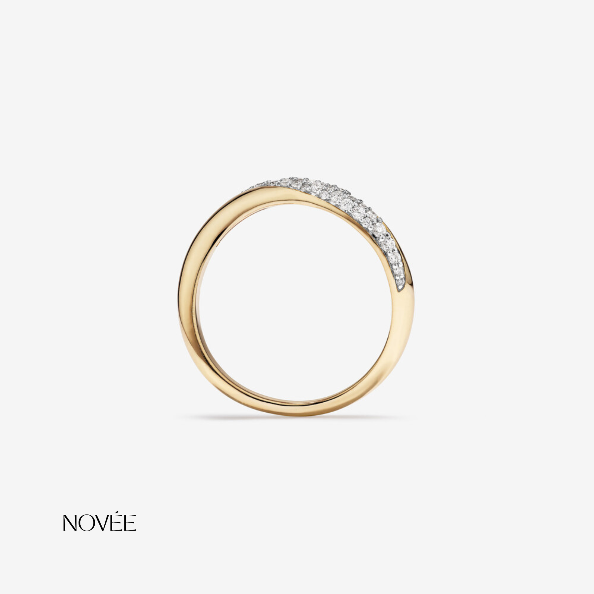 Twisted Pavé Diamond Band in 18K Yellow Gold Modern Wave Stacking Ring
