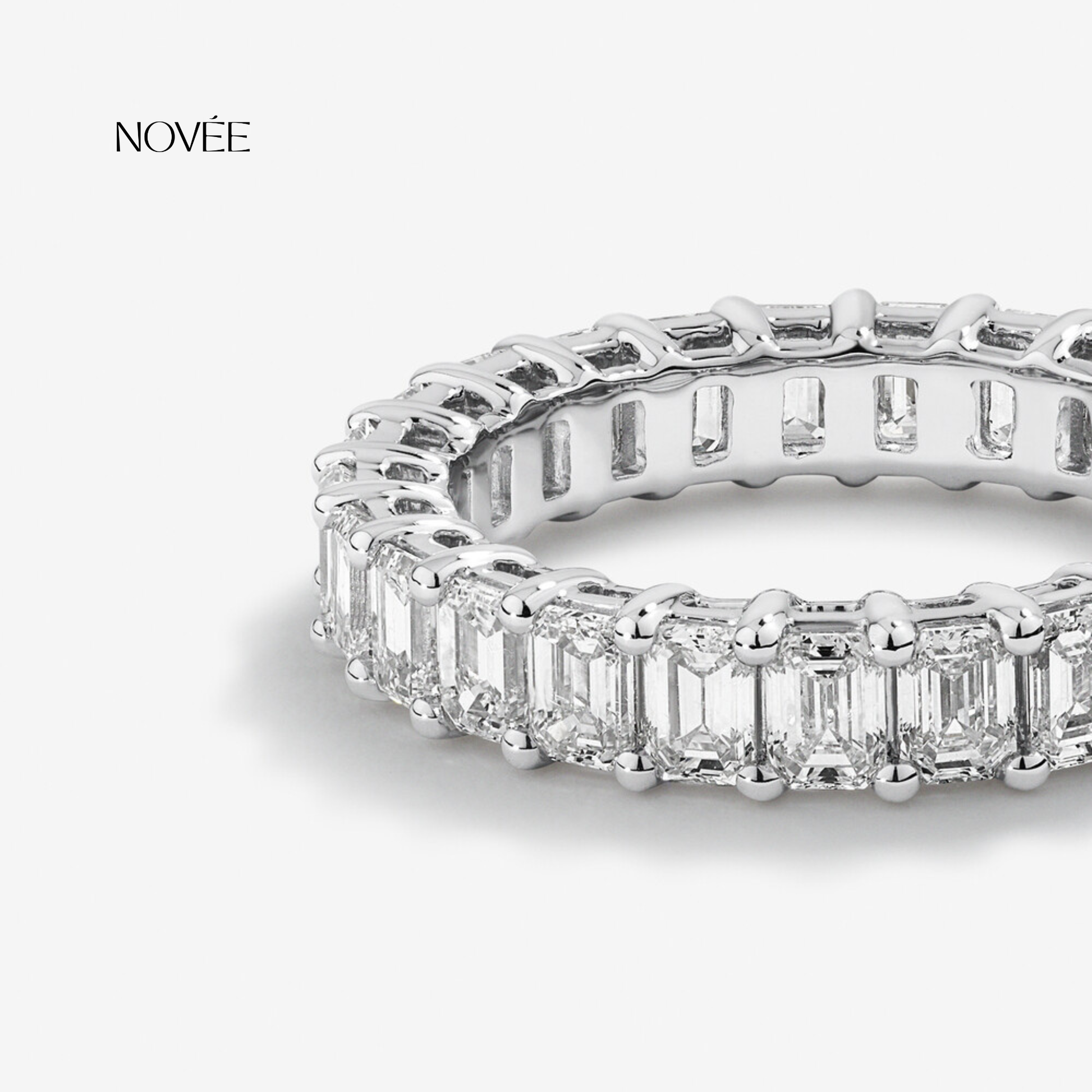 Emerald Cut Diamond Eternity Band Ring Minimal Wedding Jewelry