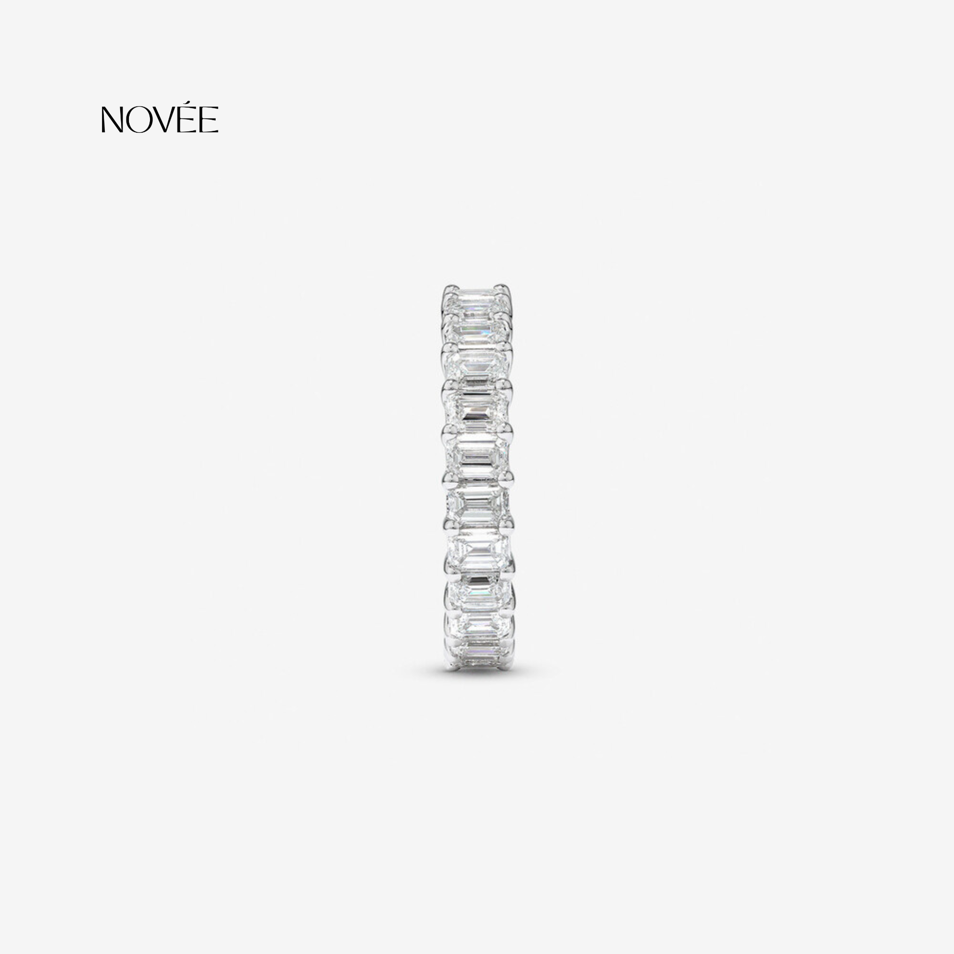 Emerald Cut Diamond Eternity Band Ring Minimal Wedding Jewelry