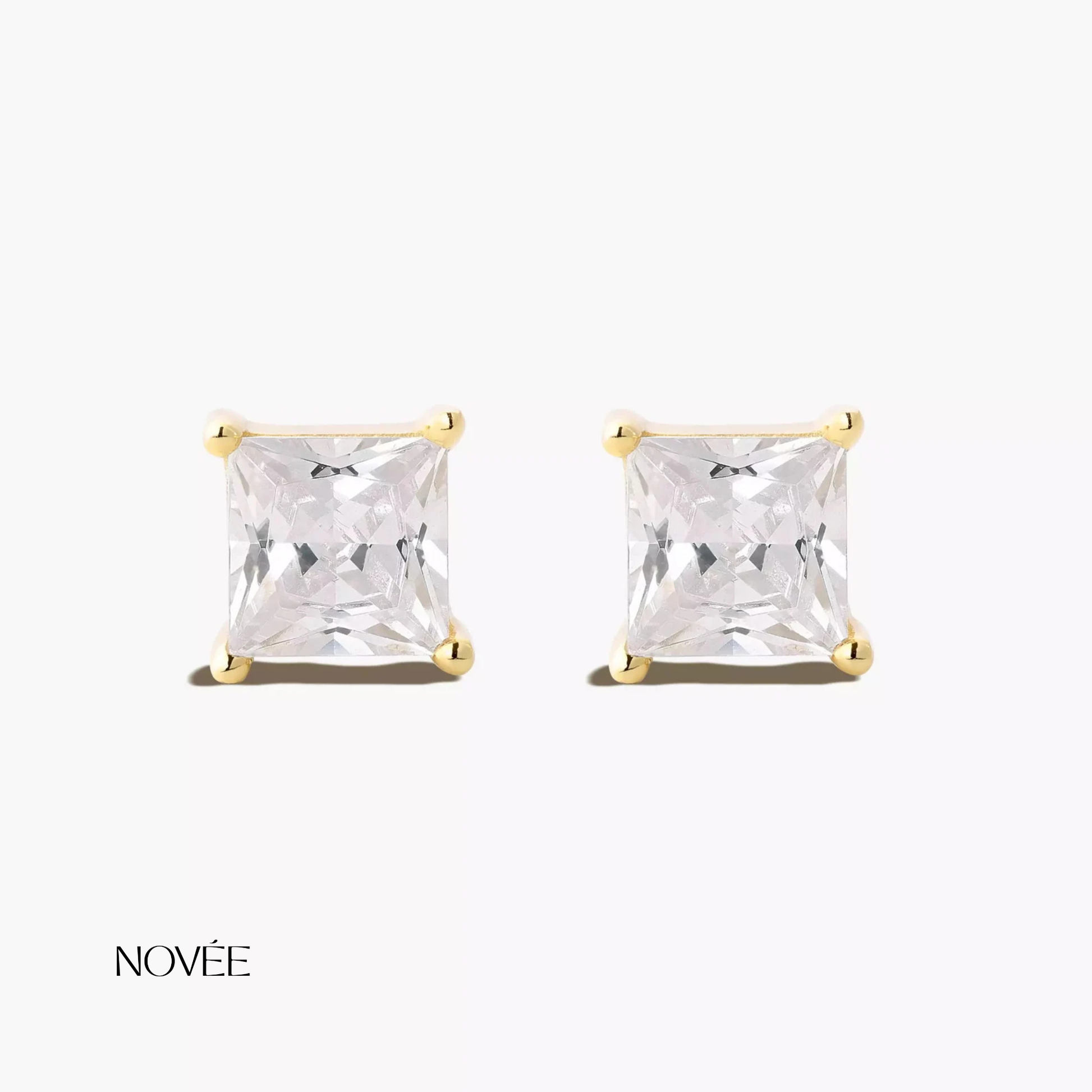 Square Diamond Stud Earrings Classic Minimal Everyday Elegant Gift Jewelry