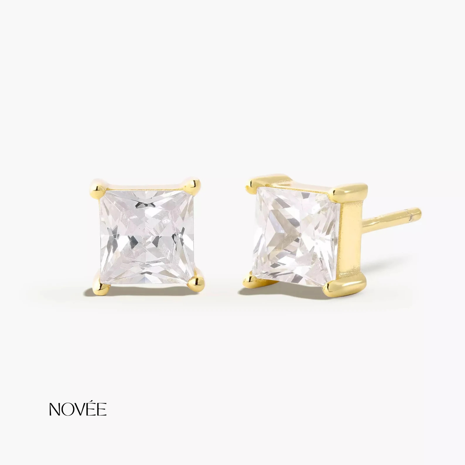 Square Diamond Stud Earrings Classic Minimal Everyday Elegant Gift Jewelry