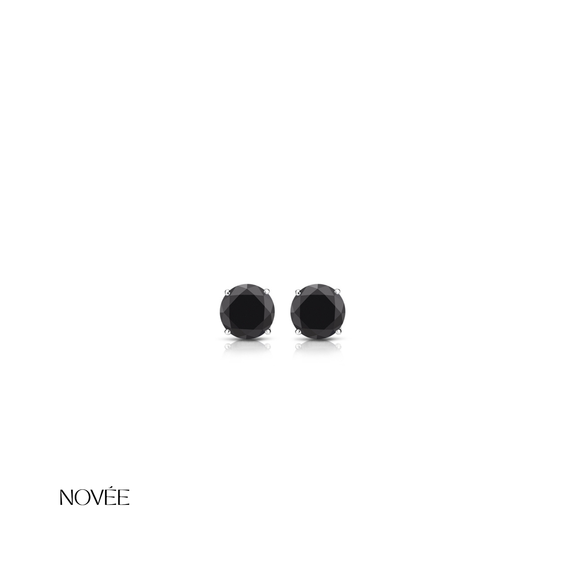 Black Gemstone Stud Earrings Minimal Round Classic Everyday Jewelry