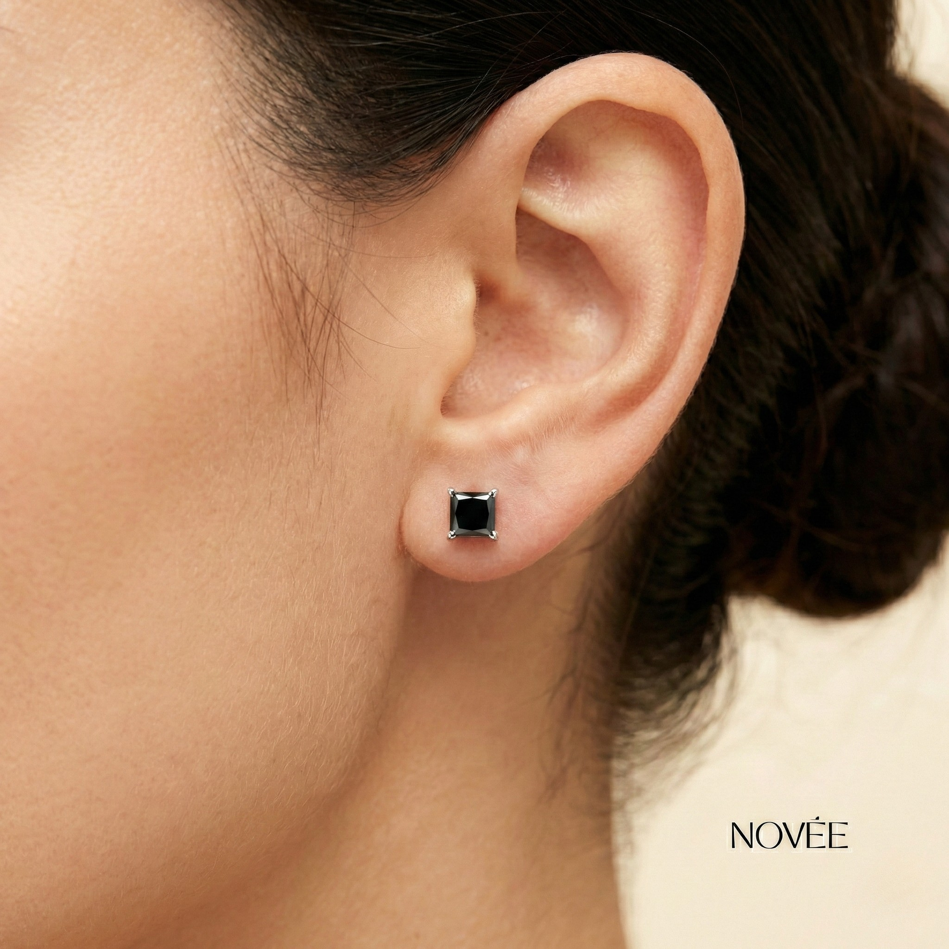 Black Square Stud Earrings Modern Minimal Classic Everyday Jewelry Gift