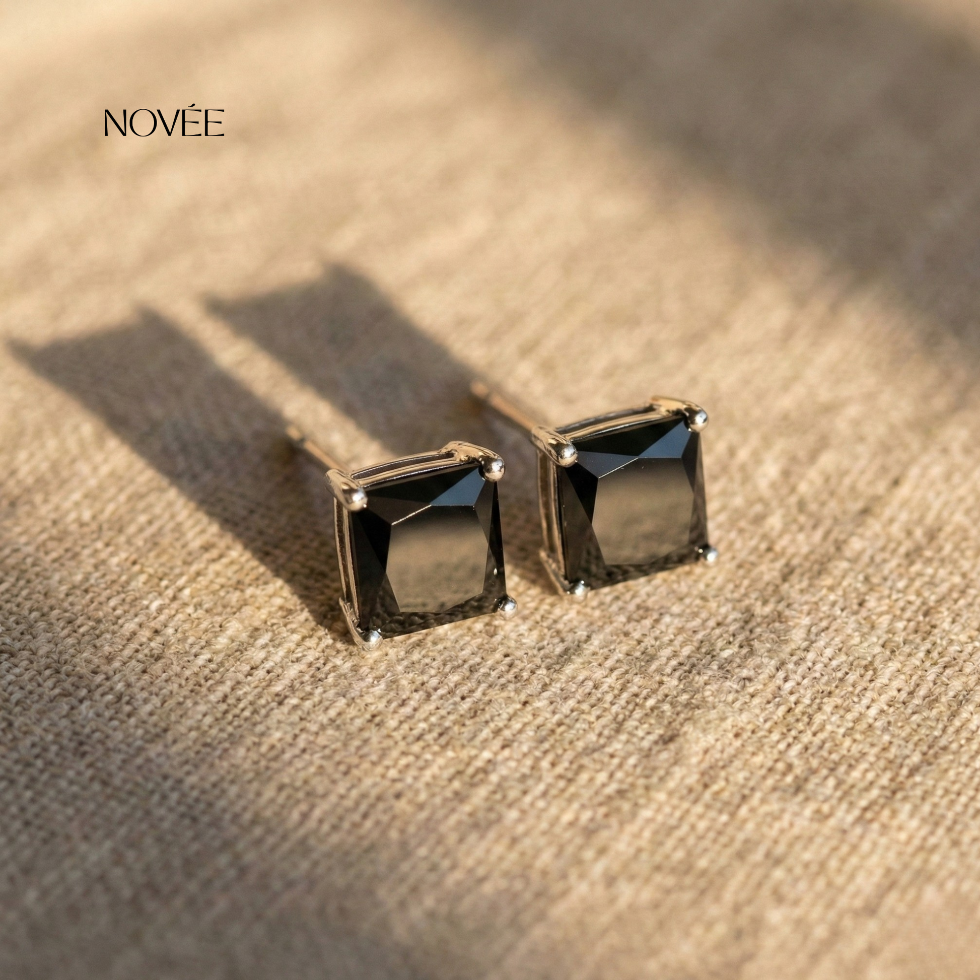 Black Square Stud Earrings Modern Minimal Classic Everyday Jewelry Gift