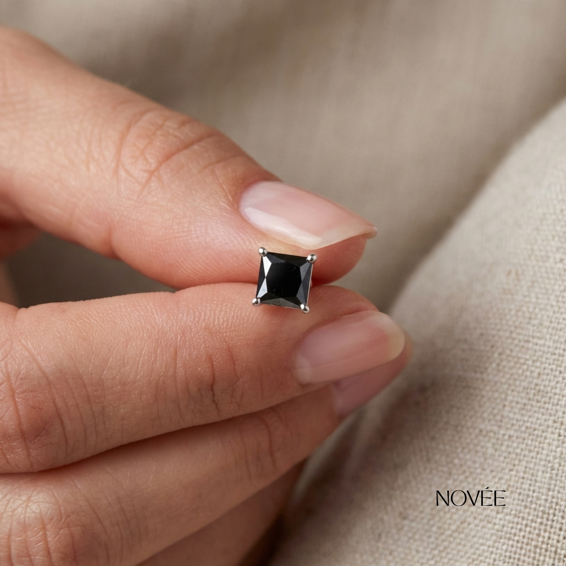 Black Square Stud Earrings Modern Minimal Classic Everyday Jewelry Gift