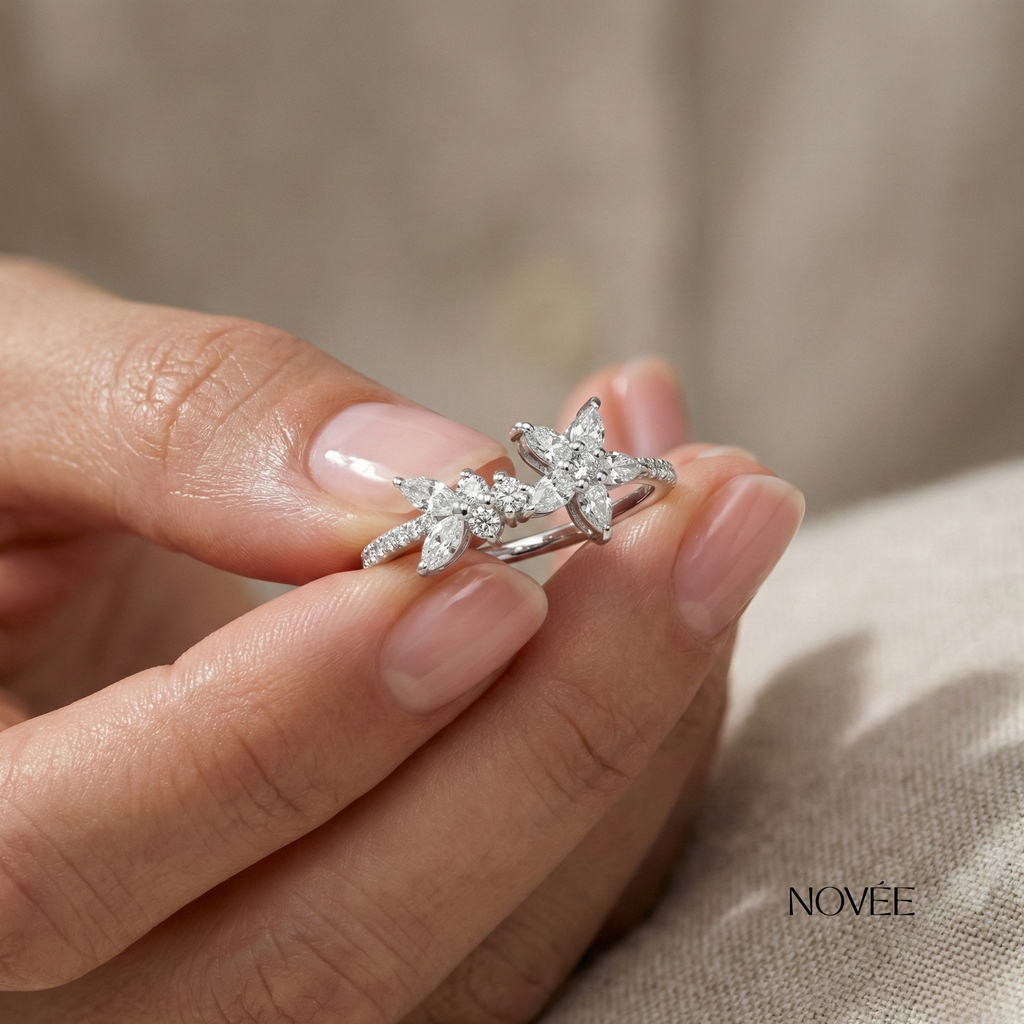 Butterfly Diamond Ring Elegant Sparkle Band Gift For Her