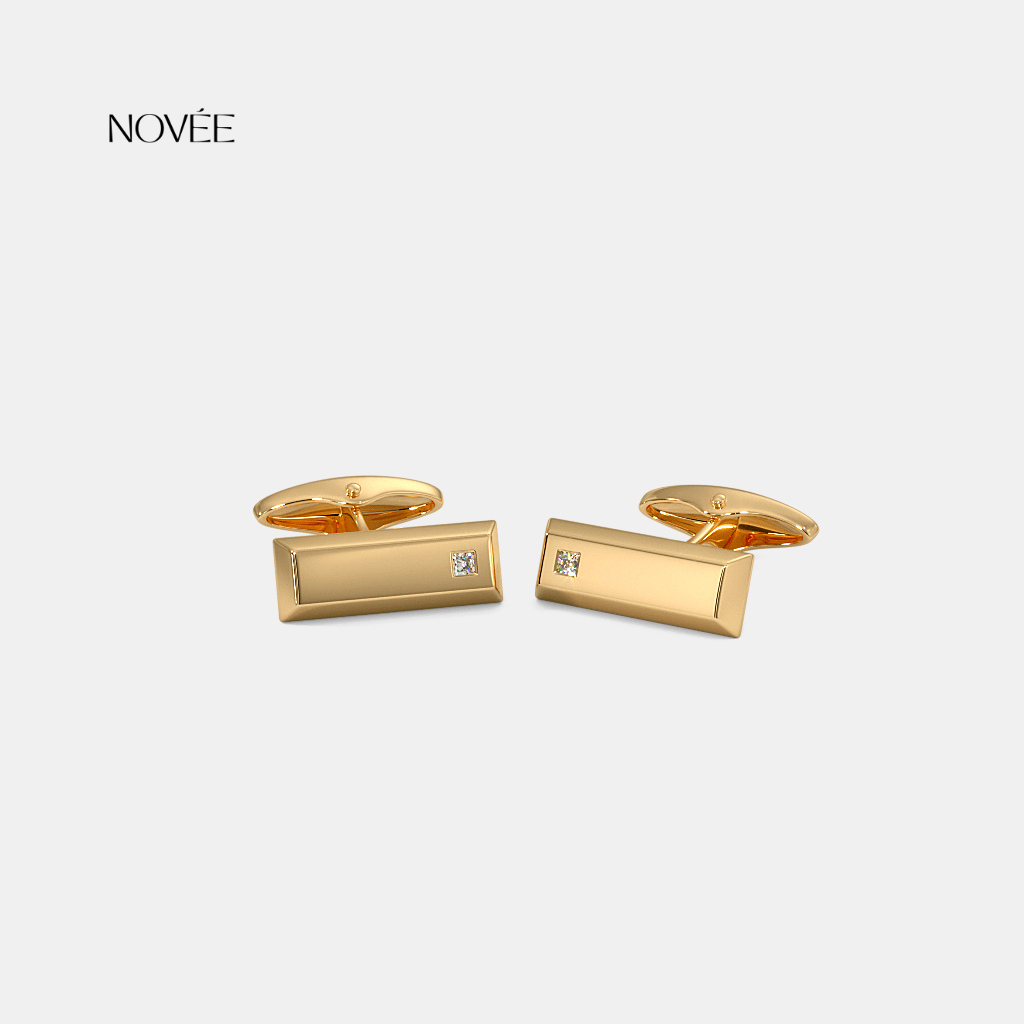 Minimal Gold Rectangle Cufflinks With Diamond Accent Elegant Gift