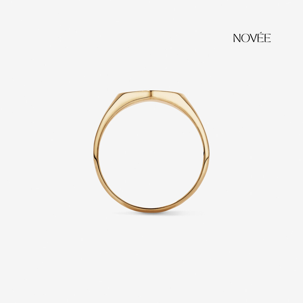 Minimal Heart Signet Ring in Yellow Gold Dainty Love Statement Ring
