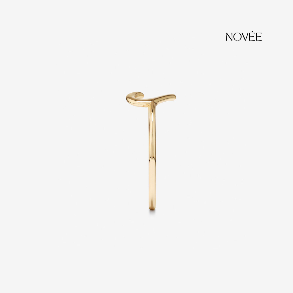 Open Heart Ring in Yellow Gold Minimalist Dainty Love Stacking Ring