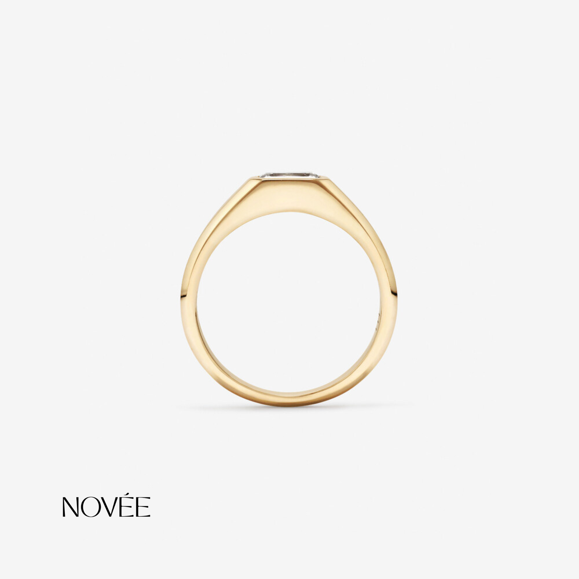 Emerald Cut Diamond Signet Ring in Yellow Gold Minimalist Modern Statement Ring