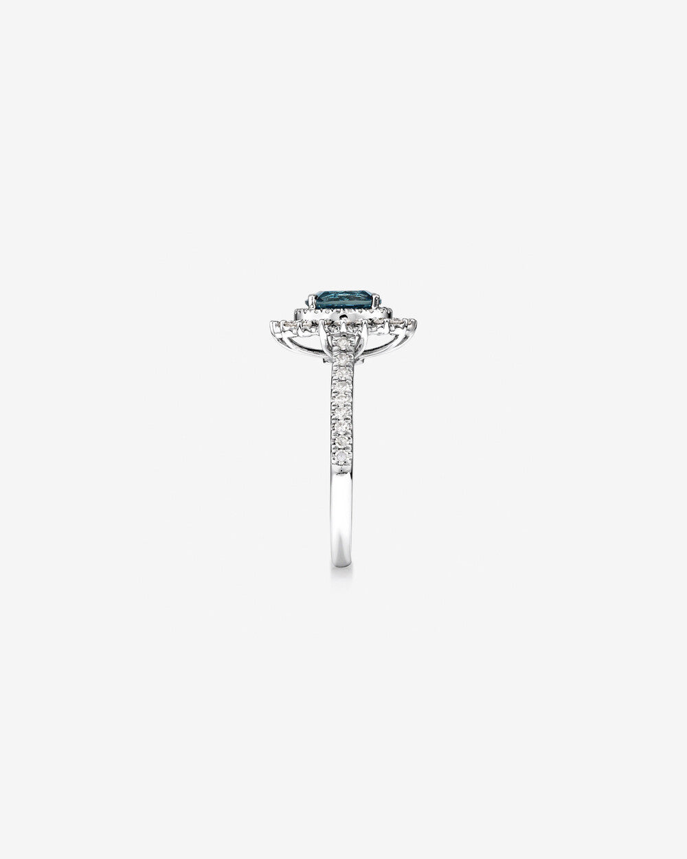 Cushion-Cut Blue Gemstone Halo Ring in White Gold