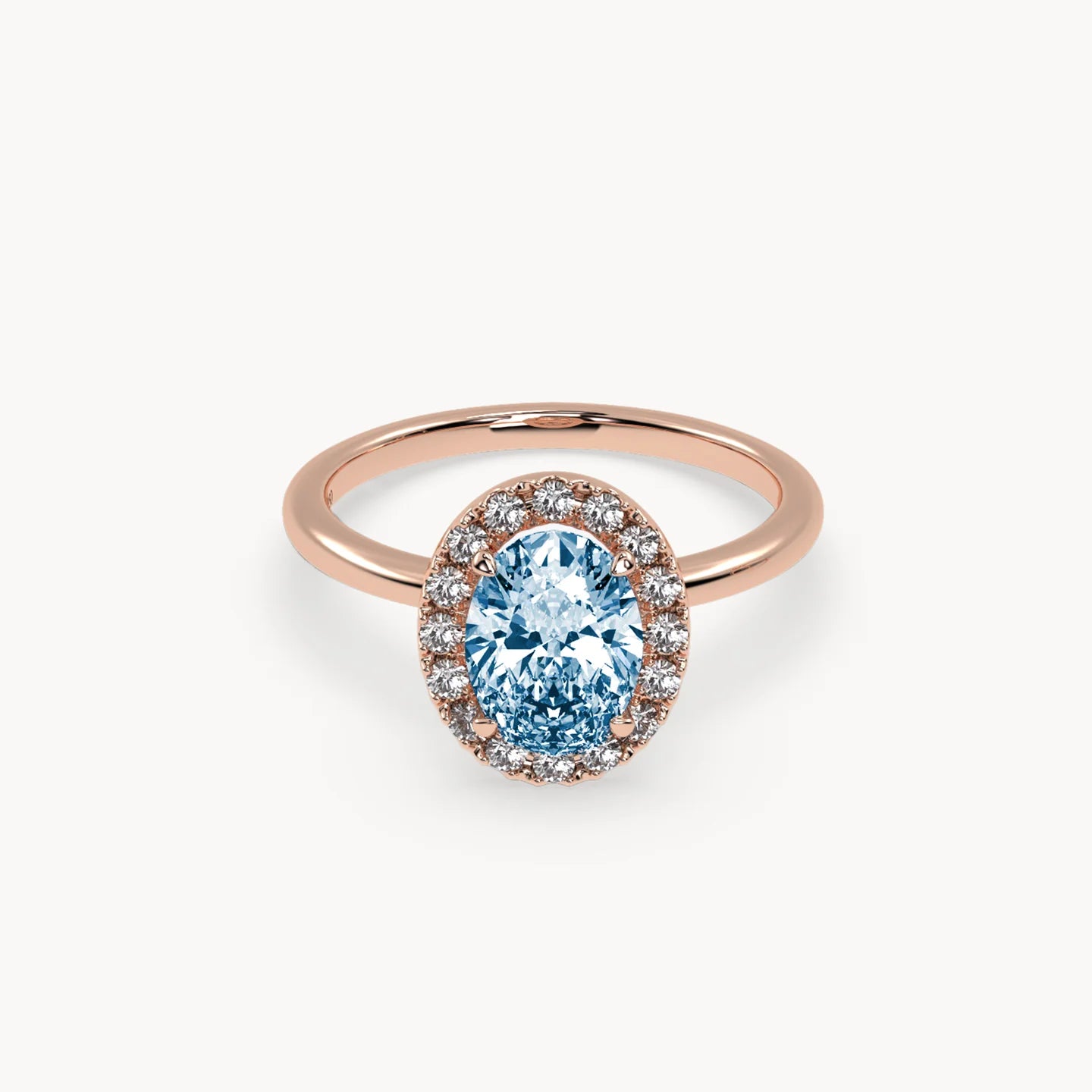 Blue Oval Lab-Grown Diamond Halo Engagement Ring