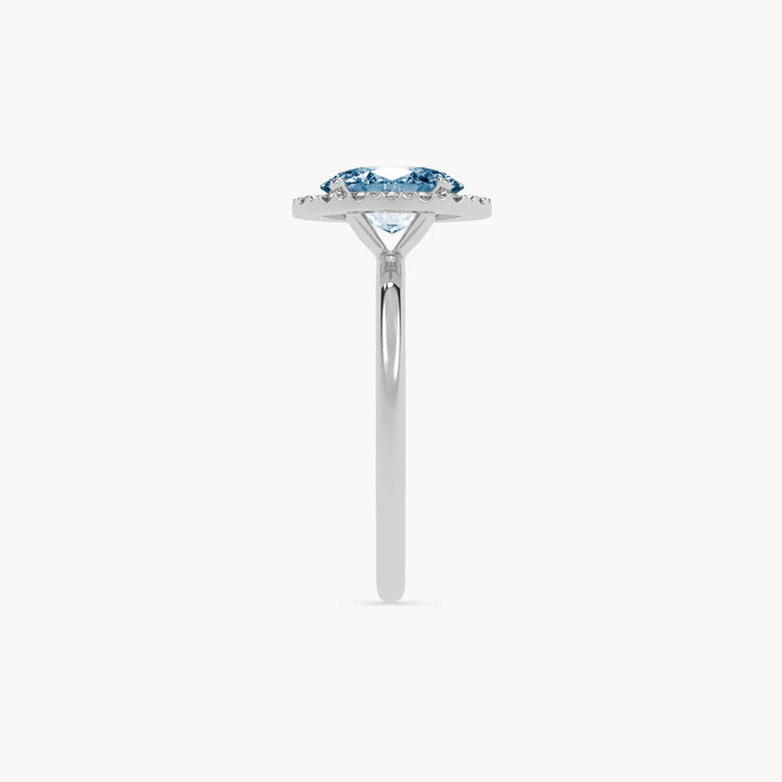 Blue Oval Lab-Grown Diamond Halo Engagement Ring