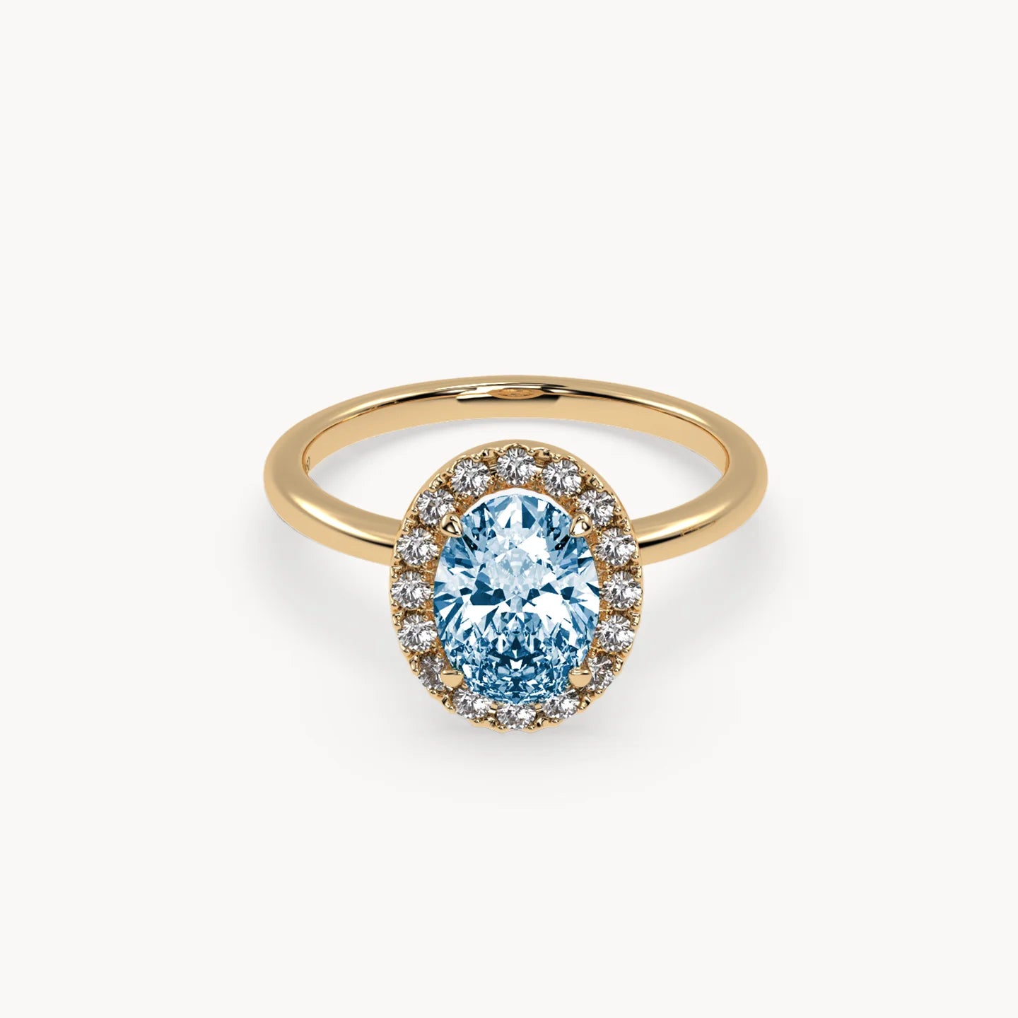 Blue Oval Lab-Grown Diamond Halo Engagement Ring