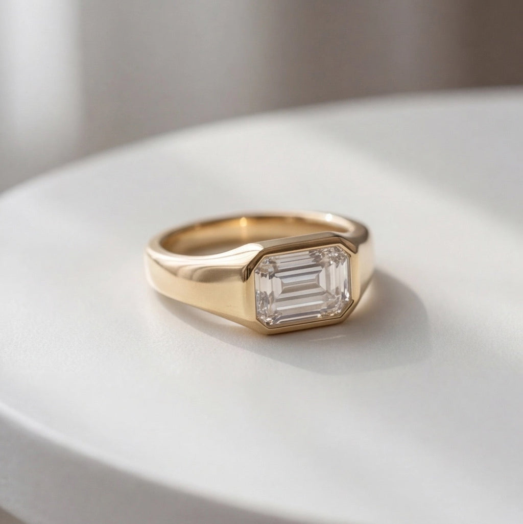 Régence Emerald Lab Diamond Ring in Yellow Gold My Store