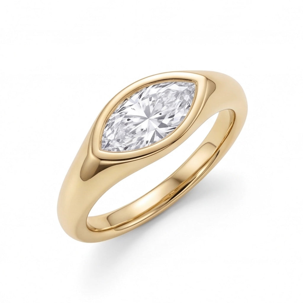 Flamme Marquise Lab Diamond Ring in Yellow Gold My Store
