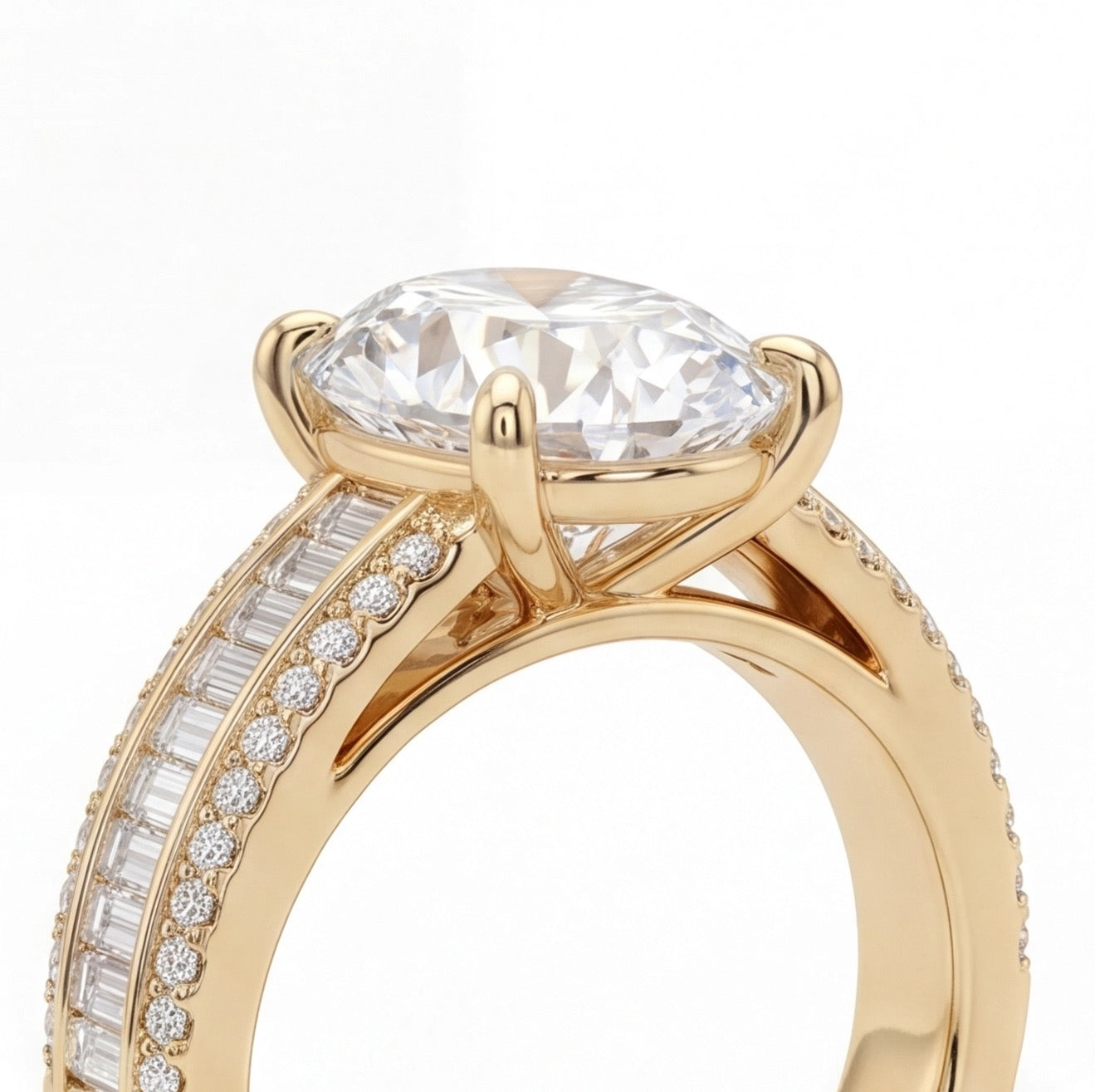 Éclat Oval and Baguette Lab Diamond Ring in Yellow Gold My Store