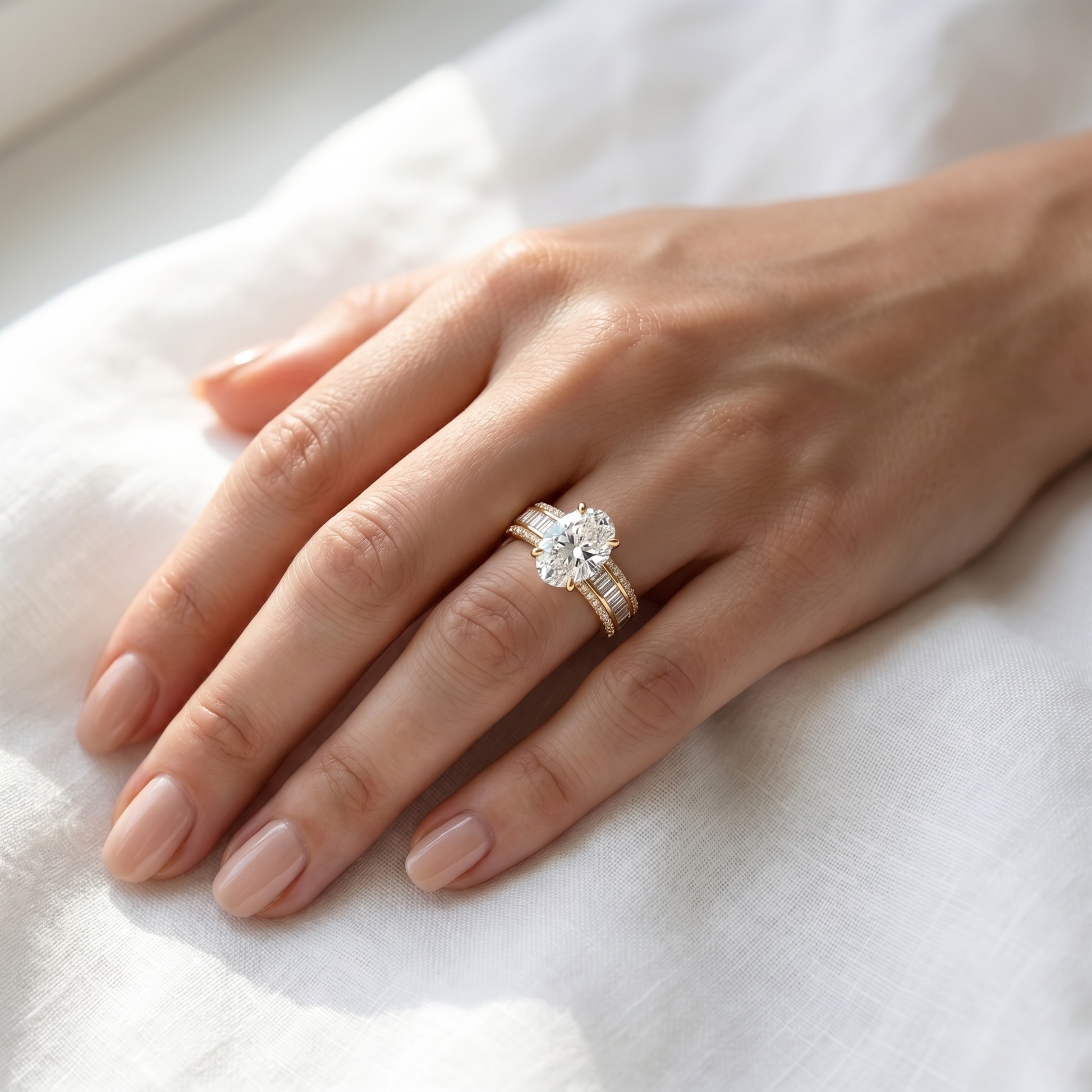 Éclat Oval and Baguette Lab Diamond Ring in Yellow Gold My Store