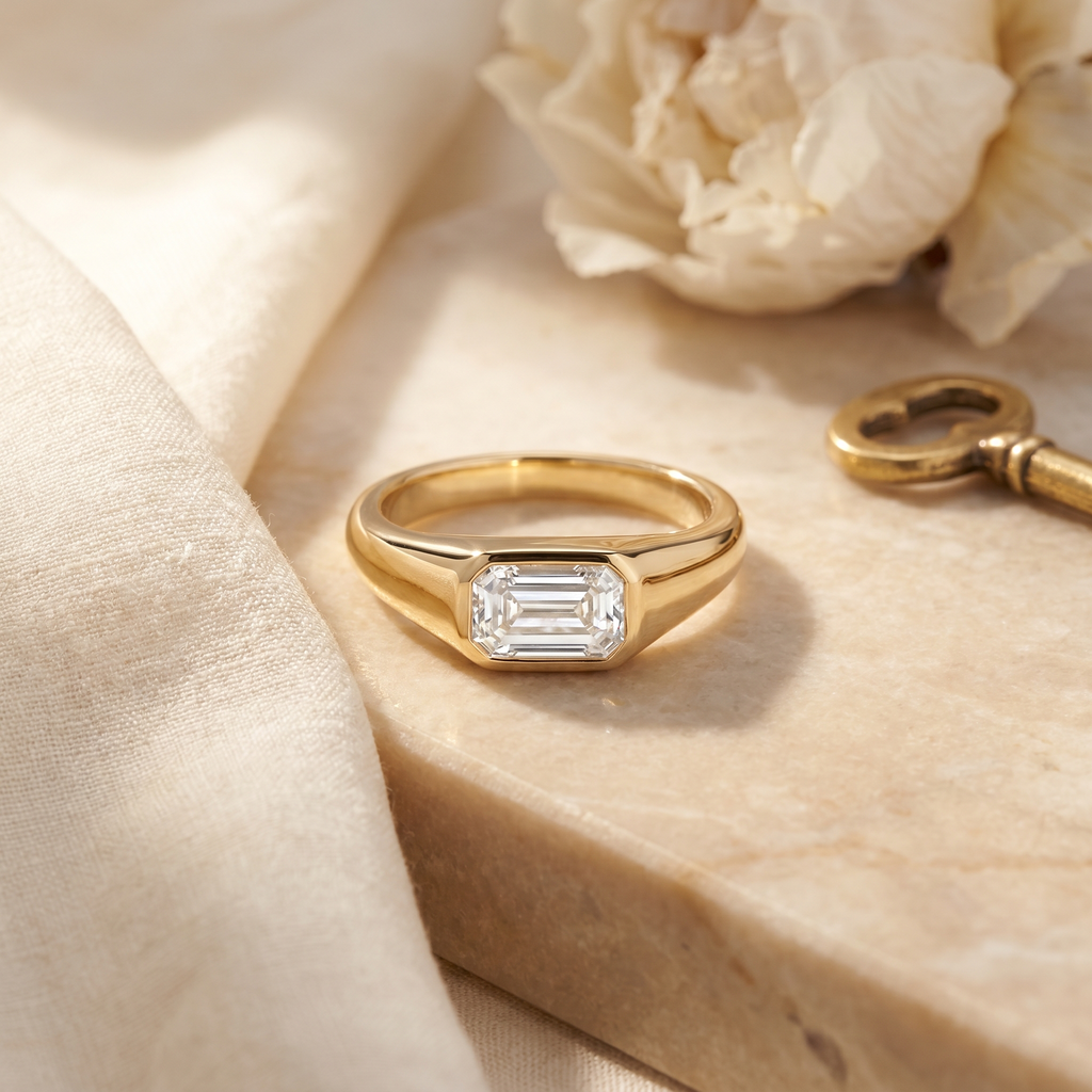 Régence Emerald Lab Diamond Ring in Yellow Gold My Store