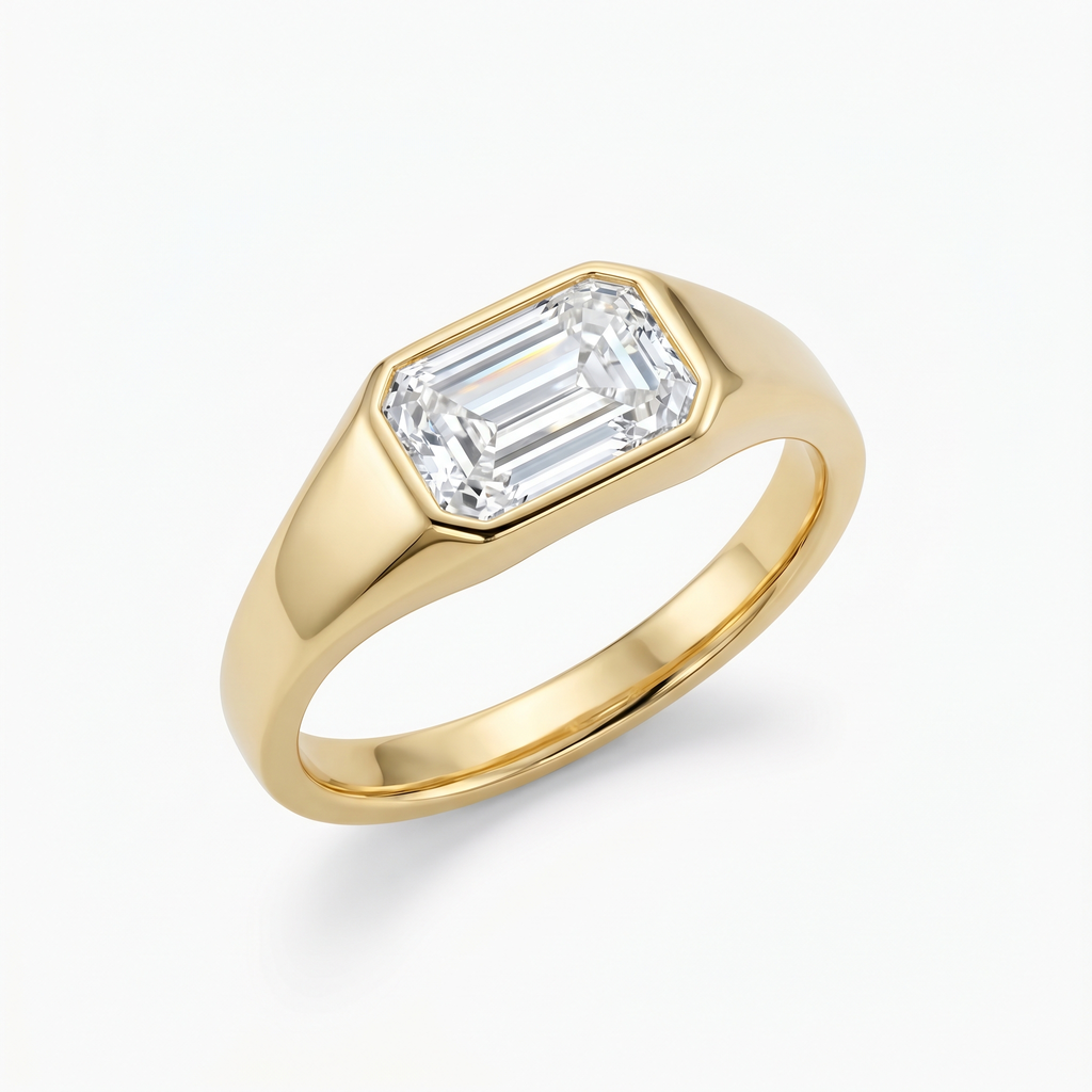 Régence Emerald Lab Diamond Ring in Yellow Gold My Store