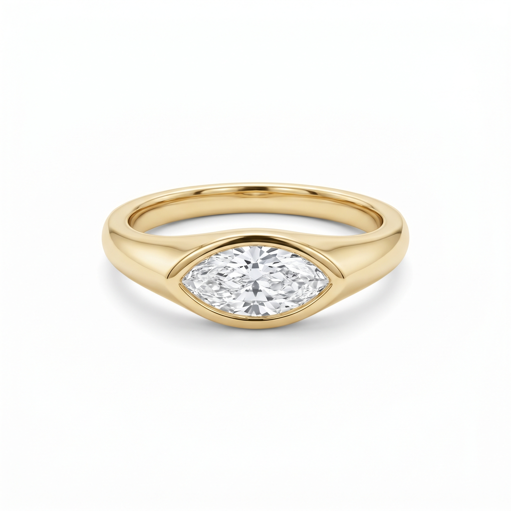 Flamme Marquise Lab Diamond Ring in Yellow Gold My Store