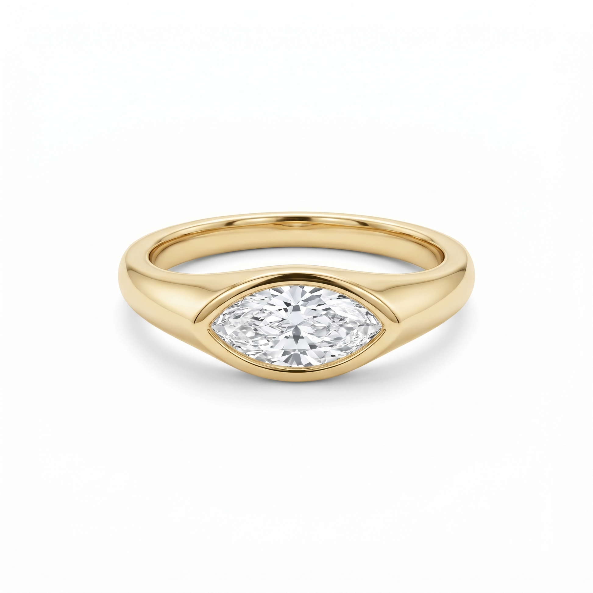Flamme Marquise Lab Diamond Ring in Yellow Gold My Store