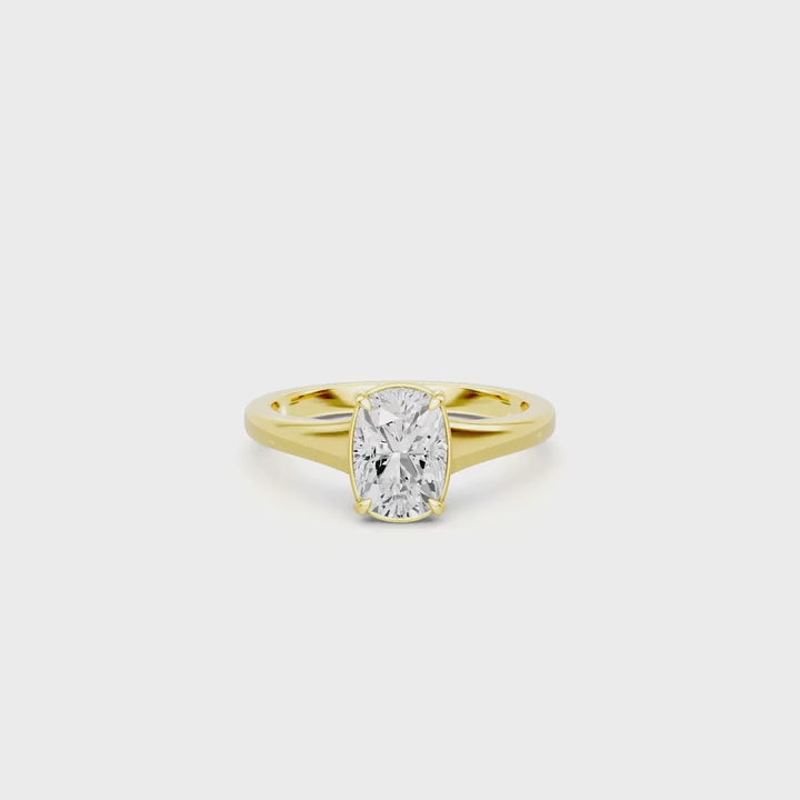 Velours Cushion Cut Lab Grown Diamond Engagement Ring in 14K Yellow Gold